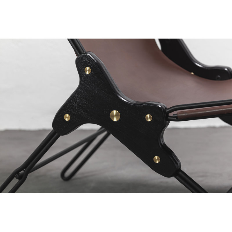 Perfidia Leather Lounge Chair, Brown Red Genuine Leather