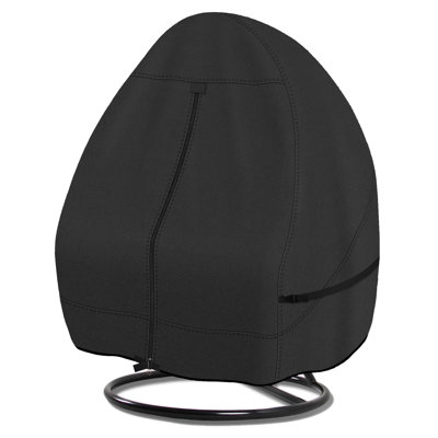 Patio Hanging Egg Chair Cover - 600D Waterproof Outdoor Double Seat Wicker Swing Egg Chair With Stand Protector, Black by Latitude Run