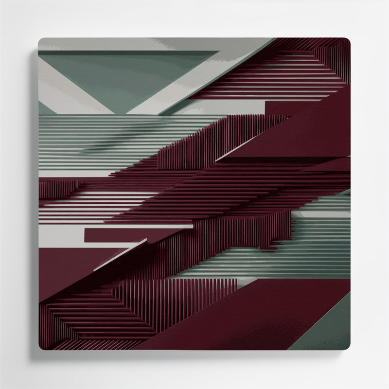«Geometric Abstraction 47», art mural en métal rouge, H 12 po x l 12 po