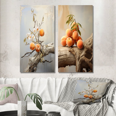 Dreamy Driftwood Apricot Atmosphere Fruit - Fruits Canvas Prints Set Of 2