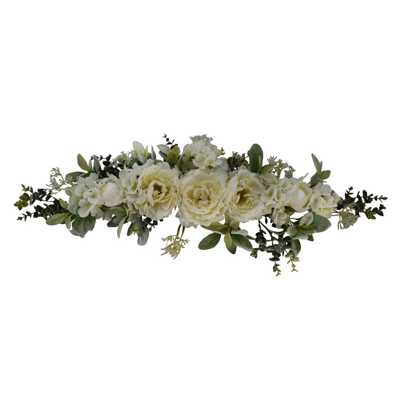 28" Ivory Peony Lambs Ear Swag