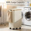 Grand panier à linge avec roulettes et couvercle, panier à linge roulant d'une capacité de 100 L avec sac amovible, rangement pliable pour dortoir de salle de bain