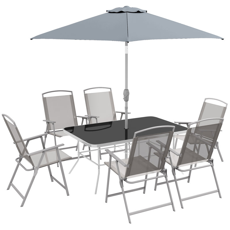 Rectangular 8 - Piece 6 - Person 140Cm L Outdoor Table Set