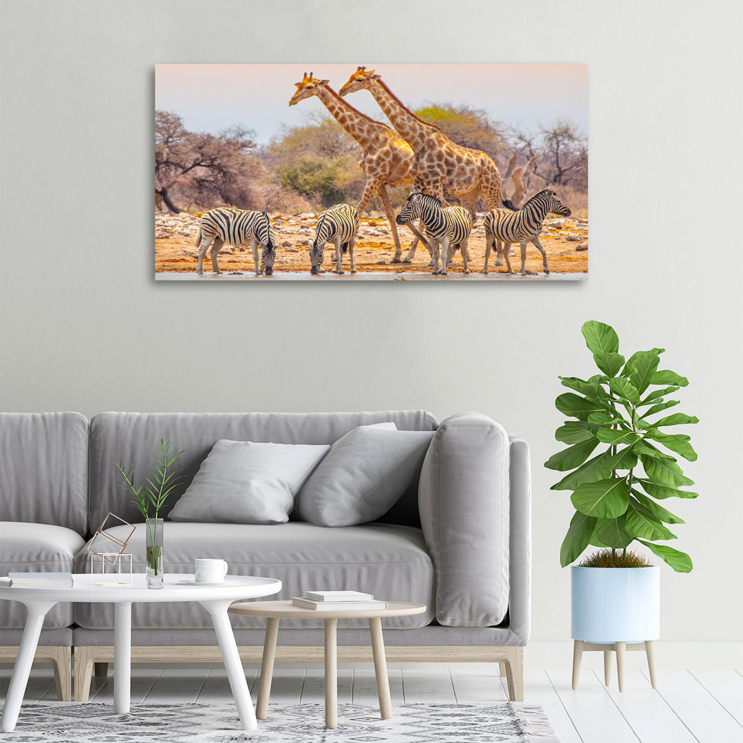 Giraffen und Zebras - Ungerahmte Kunstdrucke auf Leinwand