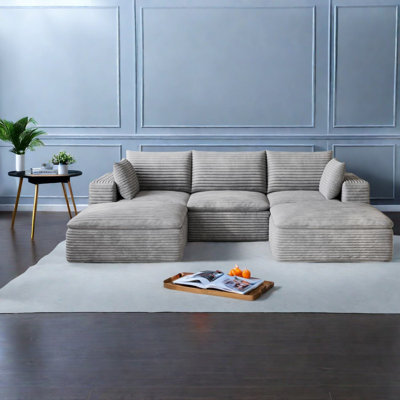 Compression Cloud Sofas, 102 Inch Corduroy Modular Modern Couch For Home