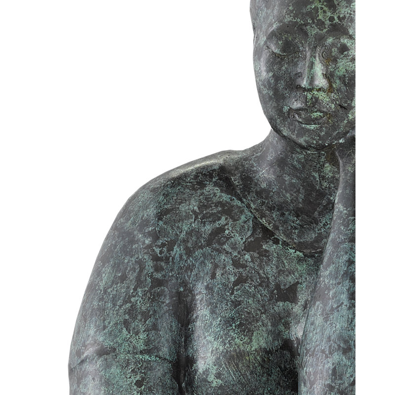 Lady Meditating Bronze Figurine