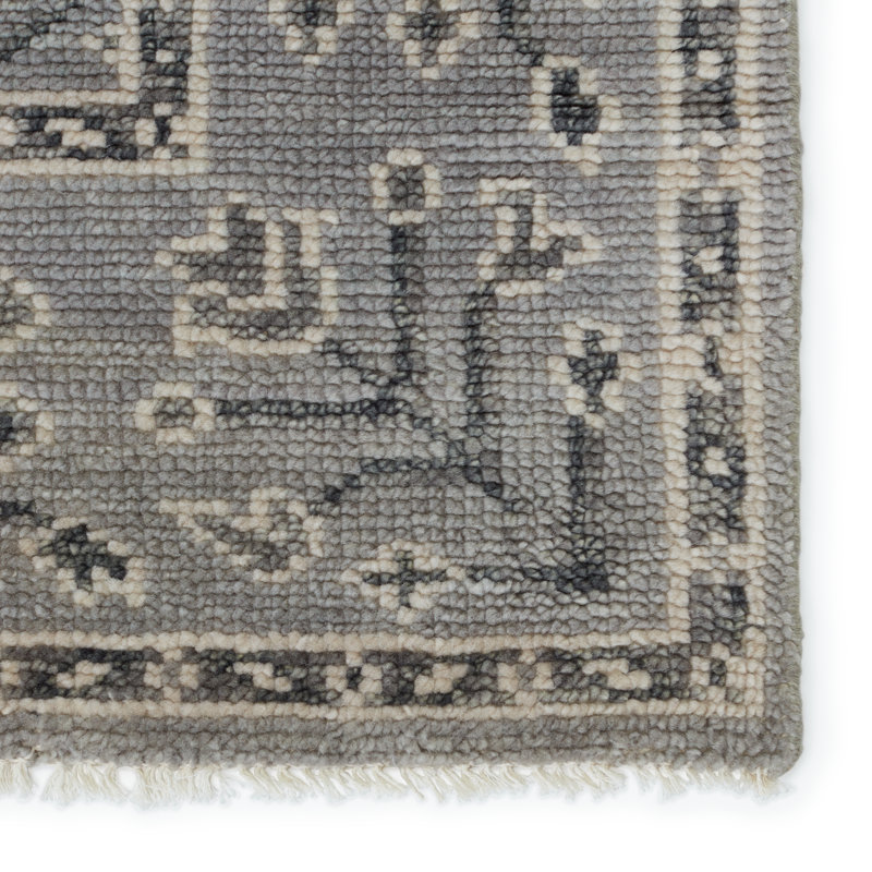Jaipur Living Ginerva SLN15 Handknotted Vintage Look Gray and Cream Area Rug (12'x15'), Rectangle 6' x 9'