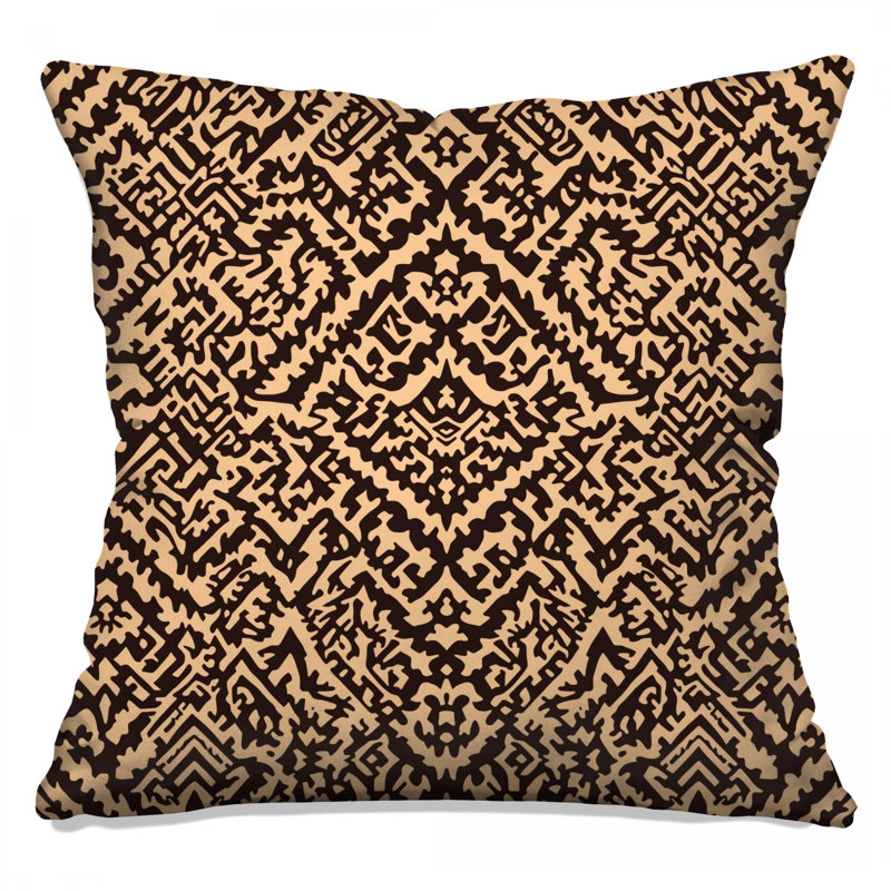 Intricate Brown Beige Pattern Double Sided Throw Pillows, 20 x 20 inches