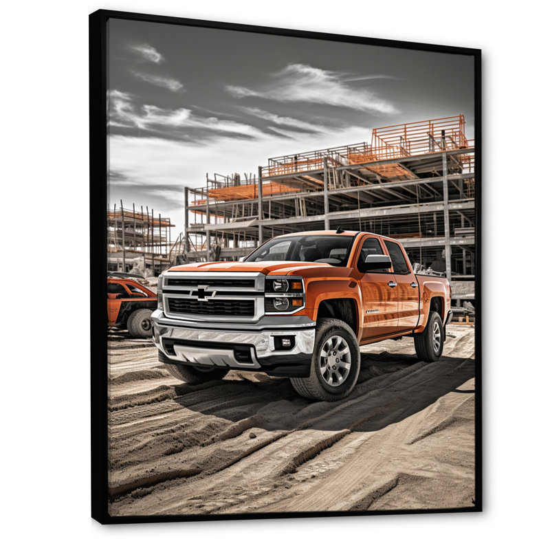 «Tybrook Pickup Truck Construction Chronicles II», reproduction, H 32 po x l 16 po x P 1 po, Cadre flottant noir