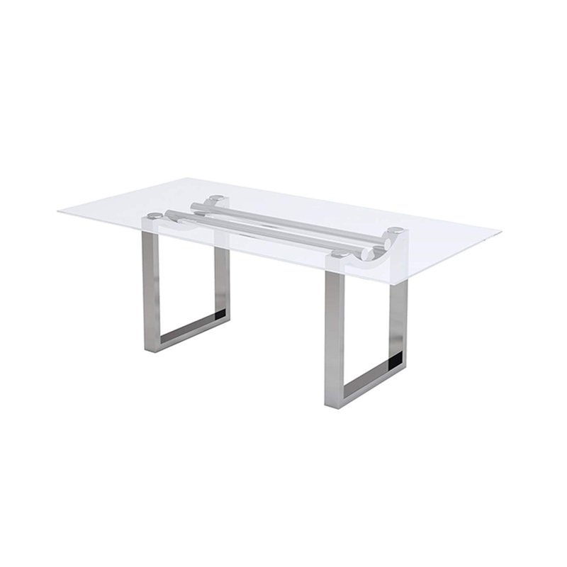 Table de salle à manger contemporaine 78,6 po, chrome