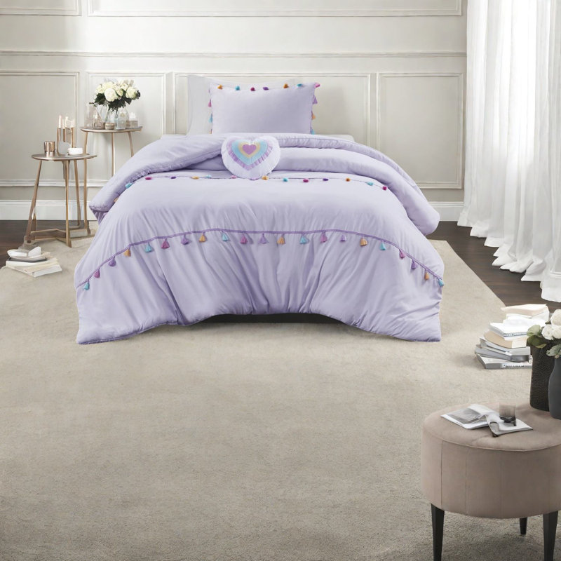 Ensemble de literie en microfibre hypoallergénique avec éléments décoratifs pour chambre d'enfant