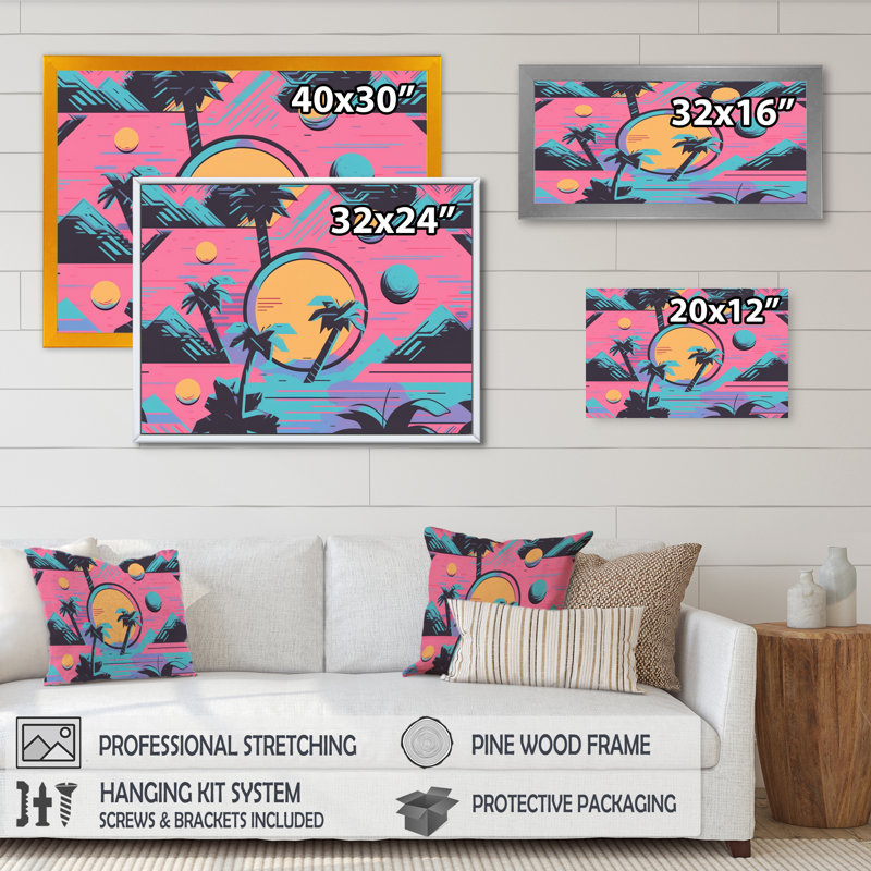 80 "S Palm Tree Pop Art 80", impression sur toile, H 12 po x l 20 po x P 1 po