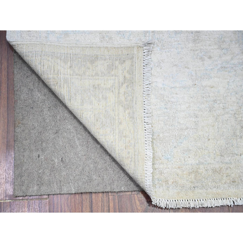 Tapis de couloir en laine vieillie 2 pi 6 po x 19 pi 2 po ivoire Peshawar BE3CD85F0C6B446099192E538AEFE35E