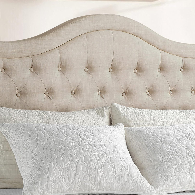 Tête de lit simple double avec très grand lit tapissier et capitonnage à boutons, hauteur réglable - Tête de lit classique