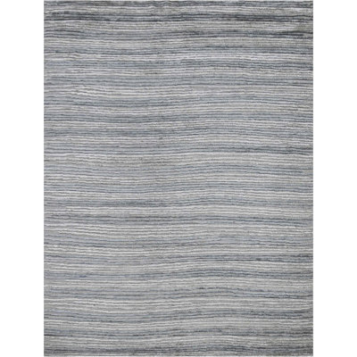 Striped Area Rug in Gray/White/Light Blue