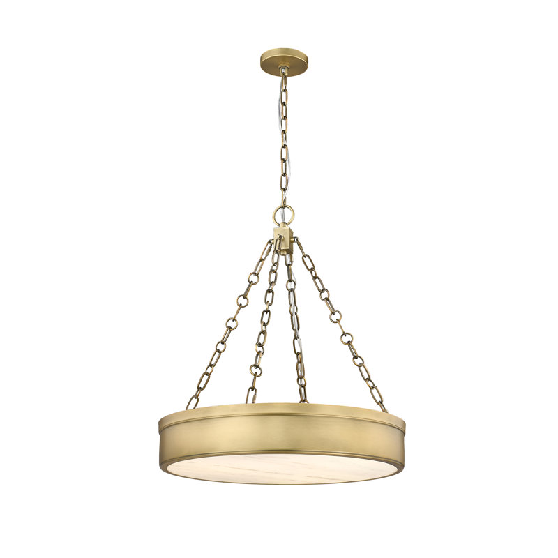 Luminaire suspendu 3 lumières DEL Dusten, H 76 po x l 22 po x P 22 po, Laiton frotté