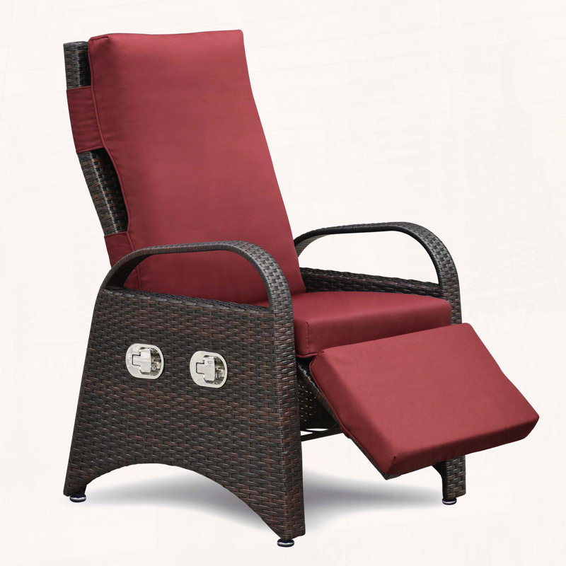 Méridienne inclinable avec mécanisme à boucle réglable et table intégrée, Red