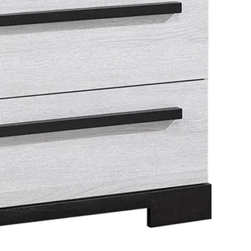 Ruthe Tall Dresser Chest With 4 Drawers, Wood, Chalk White/Ebony Black