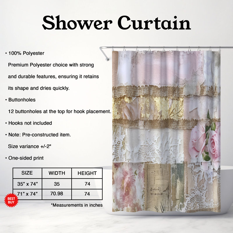 Rideau de douche abstrait Furiya, H 74 po x l 71 po