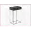 Table basse en forme de C moderne et compacte - stratifié noir & amp; Métal gris, base coulissante pour un accès facile