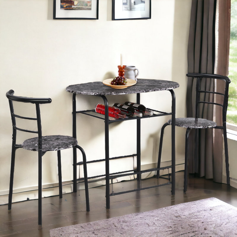 Ruma 2 - Person Dining Set, Black, Black, Black