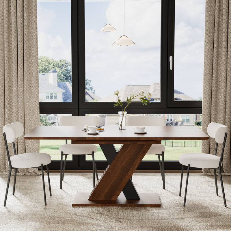 Ensemble de table de salle à manger 70,87 po Multifonctionnel, ensemble de salle à manger à piédestal extensible avec chaises