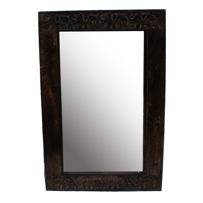 Melynda Wood Flat Wall Mirror, Brown