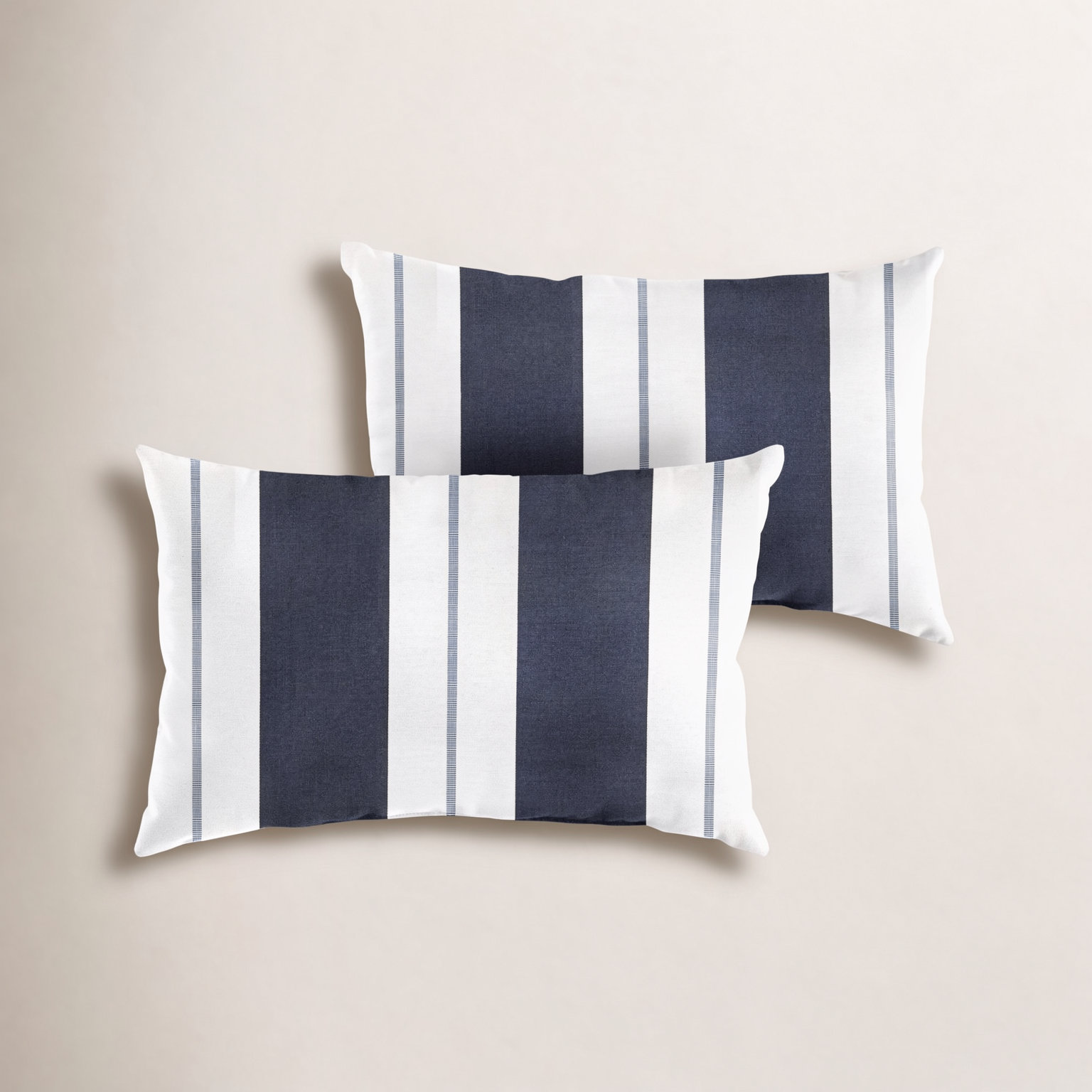 Deana Striped Sunbrella® Indoor/Outdoor Lumbar Throw Pillow, 16" H x 26" W, Blue/White