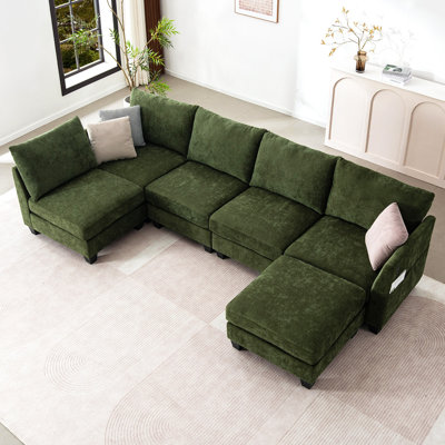 Canapé modulaire de 124 po avec repose-pieds