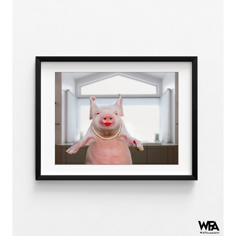 Rouge à lèvres sur un cochon par Lund Roeser, impression d'affiche de cochon drôle, art mural de ferme animalier, art mural cochon étrange, décor animal mignon