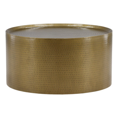 Harper 36" Round Iron Coffee Table, Antique Brass