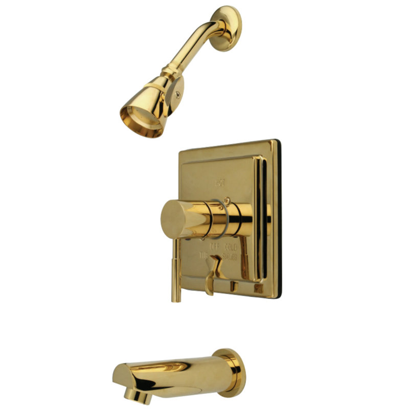 Kingston Brass Concord Single-Handle Pressure Balanced Tub and Shower Faucet, Polished Brass