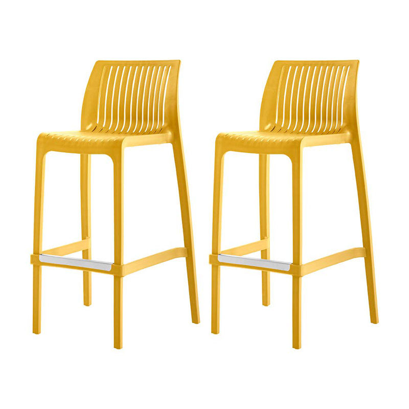 Tabouret d'extérieur à dossier bas Nayma, Jaune, Tabouret de comptoir (siège d'une hauteur de 36,2