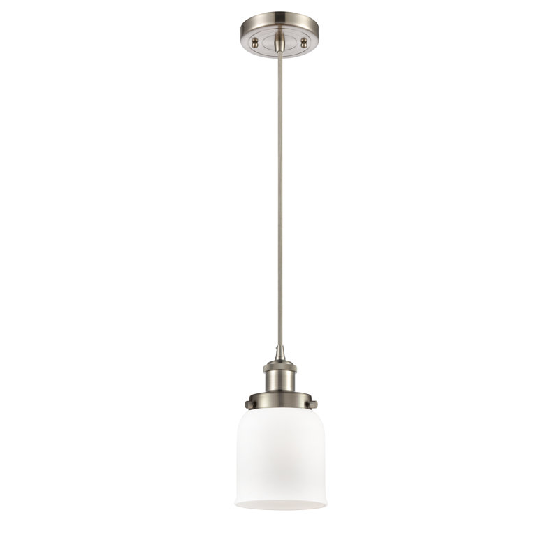 Luminaire suspendu en forme de cloche à 1 lumière Clara, Nickel satiné brossé, DEL, Blanc mat