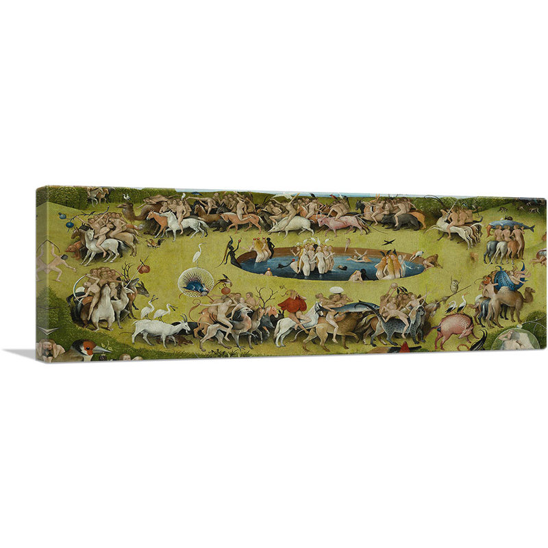 " The Garden Of Earthly Delights Center Detail " by Hieronymus Bosch Painting Print, 16" H x 48" W x 1.5" D
