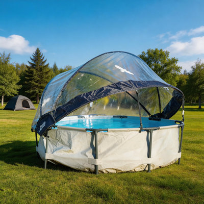 10 Foot Round Multifunctional All Weather Cover Pool Dome Enclosure for Outdoor Pools, Compatible w/Clean & Warm Water Frame Pools