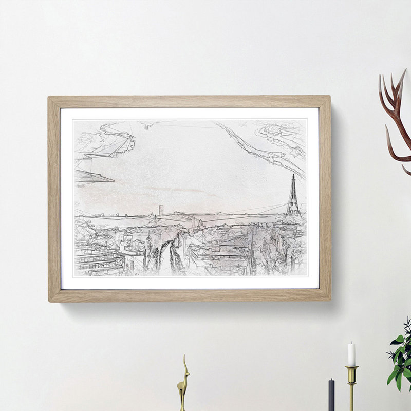 Paris in Sunlight - Picture Frame Graphic Art Print, Oak Framed, 45cm H x 63cm W x 2cm D