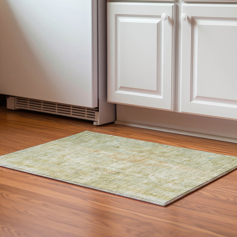 Premium Machine Washable Mayfield AMF2310 Abstract Rug, Celery, 2'6" x 3'10"