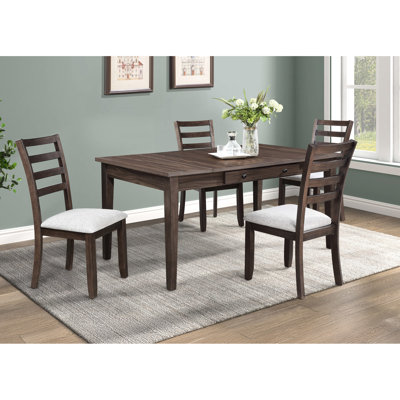 Chaises de salle à manger à dossier contemporain 2 pièces avec siège en bois riche et gris, finition en tissu de 38 po de hauteur, 35 lb, 19 po de largeur