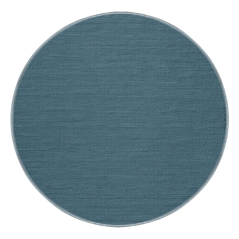 Machine Washable Solid Blue Area Rug, Round 4'