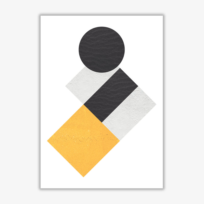 Yellow And Black Abstract Circles And Squares - Print, No Frame, 85 cm H x 60 cm W x 1 cm D