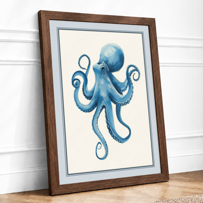 Blue Octopus Modern - Framed Print