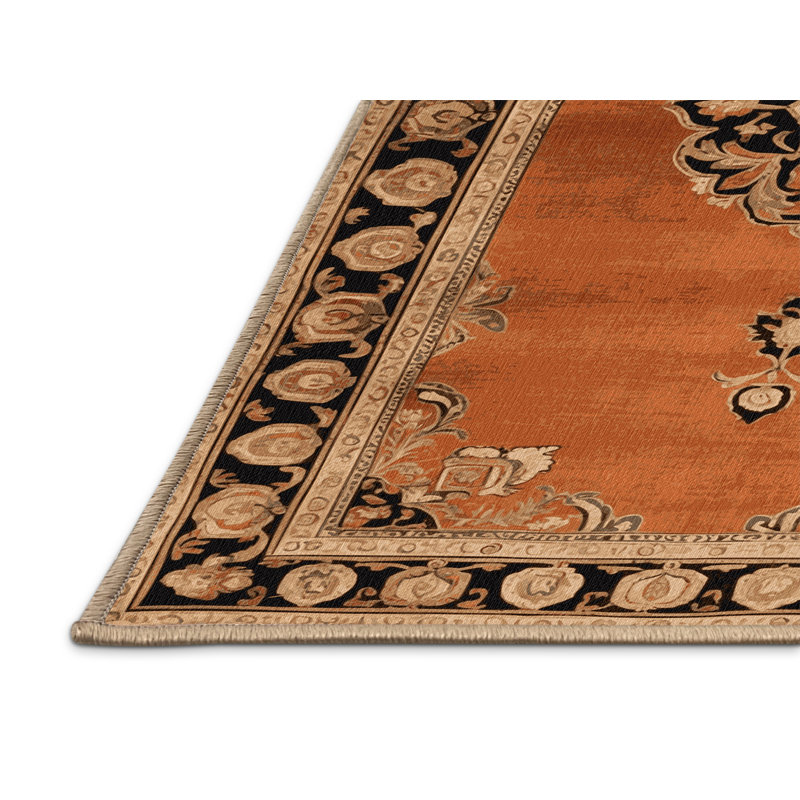 Tapis brun français lavable à la machine, Rectangulaire 8 pi x 10 pi