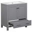 Meuble-lavabo gris 60 po, double vasque, tablette de rangement et portes - Armoire fonctionnelle de qualité 60 po avec tiroirs en céramique-1073075047