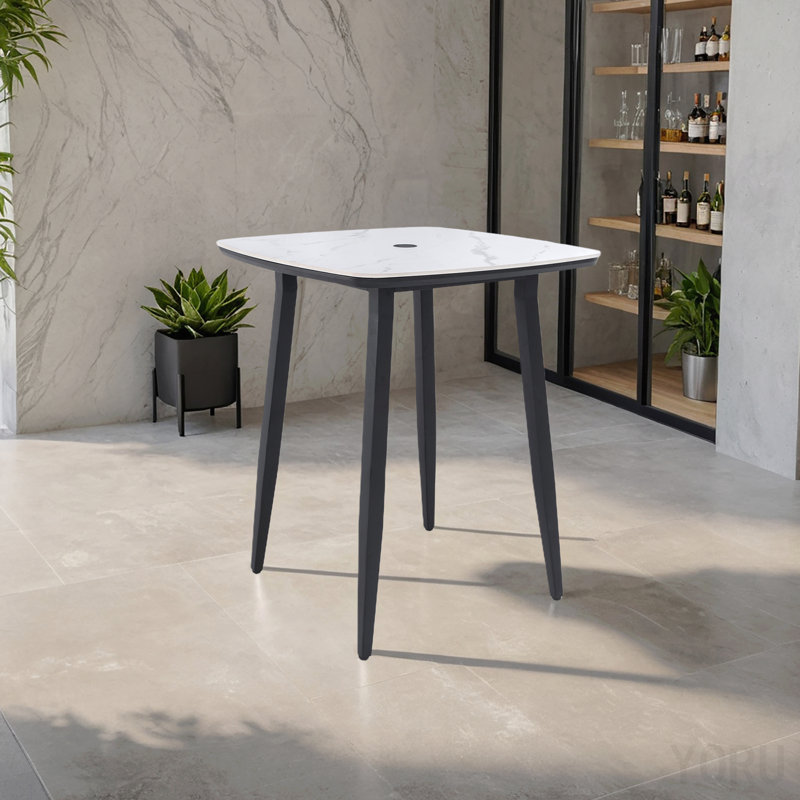 Table de bar d'extérieur ronde moderne carrée 35,4 po (table incluse seulement)