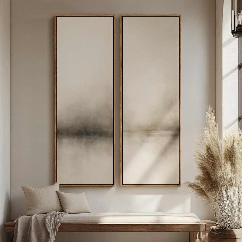 «Vintage Landscape Wall Art», ensemble de 2 toiles encadrées 20 x 60 pouces, Naturel