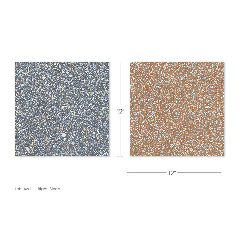 Lithos 12X12 damier Azul et Sienne, Azul / Sienne