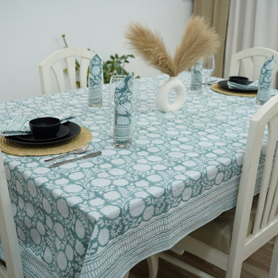 Decorative Cotton Table Cover with Block Print for Dinnig- Rajat