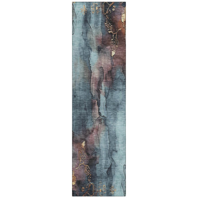 Machine Washable Indoor/Outdoor Chantille Blue Rug