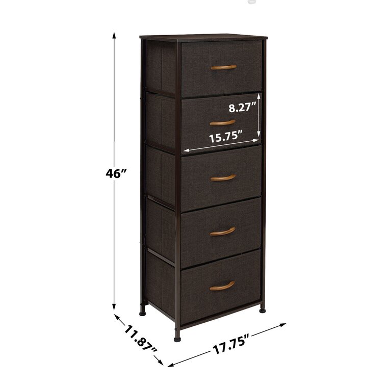 Sorbus Metal and Fabric Tall 5-drawer Chest Storage Organizer - On